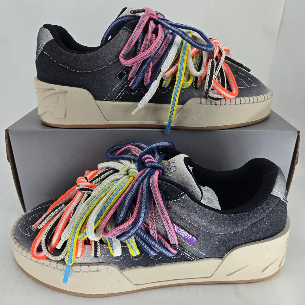 Anta Kai 1 Hela Roots Mens 10.5 Gray Black Suede Sneakers New 8125C1802S-2